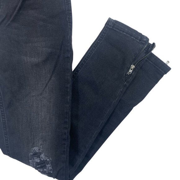 DENIM HUNTER distressed 5 pocket  black skinny jeans  size 29 - Picture 3 of 16